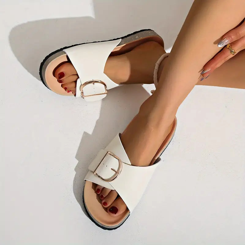 Maeve | Buckle Detail Flat Summer Sandals