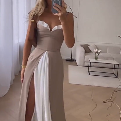 Alice | Brown Two Tone Elegant Cocktail Dress