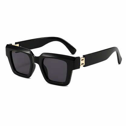 Tabitha | Oversized Black Sunglasses with Gold-Tone Detail