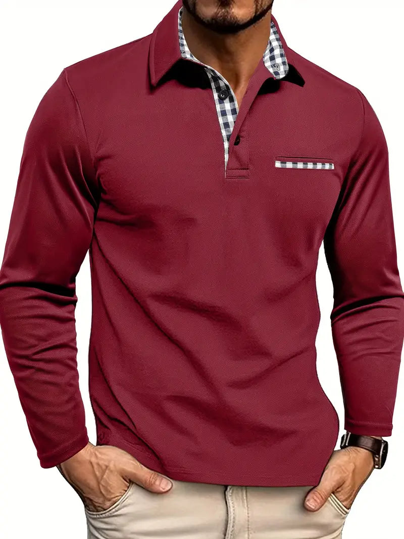 Callum | Long Sleeve Cotton Polo Shirt
