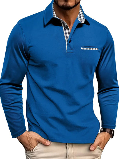 Callum | Long Sleeve Cotton Polo Shirt