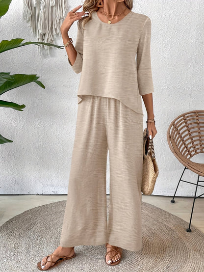 Paige | Linen Wide Leg Pants Two Piece Vacation Set