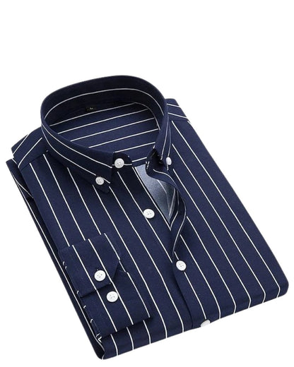 Seb | Striped Slim Fit Long Sleeve Cotton Shirt