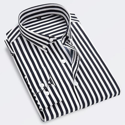 Seb | Striped Slim Fit Long Sleeve Cotton Shirt