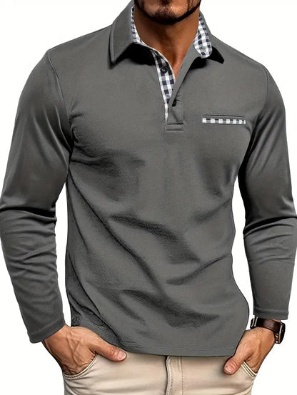 Callum | Long Sleeve Cotton Polo Shirt