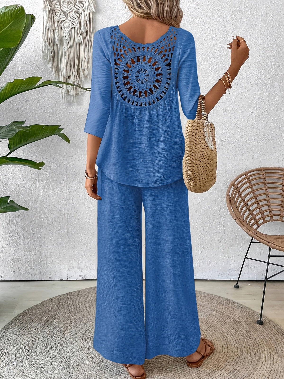 Paige | Linen Wide Leg Pants Two Piece Vacation Set