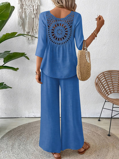 Paige | Linen Wide Leg Pants Two Piece Vacation Set