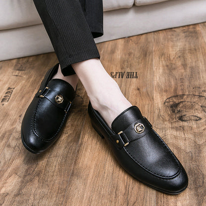 Cyrus | Leather Emblem Buckle Formal Loafers