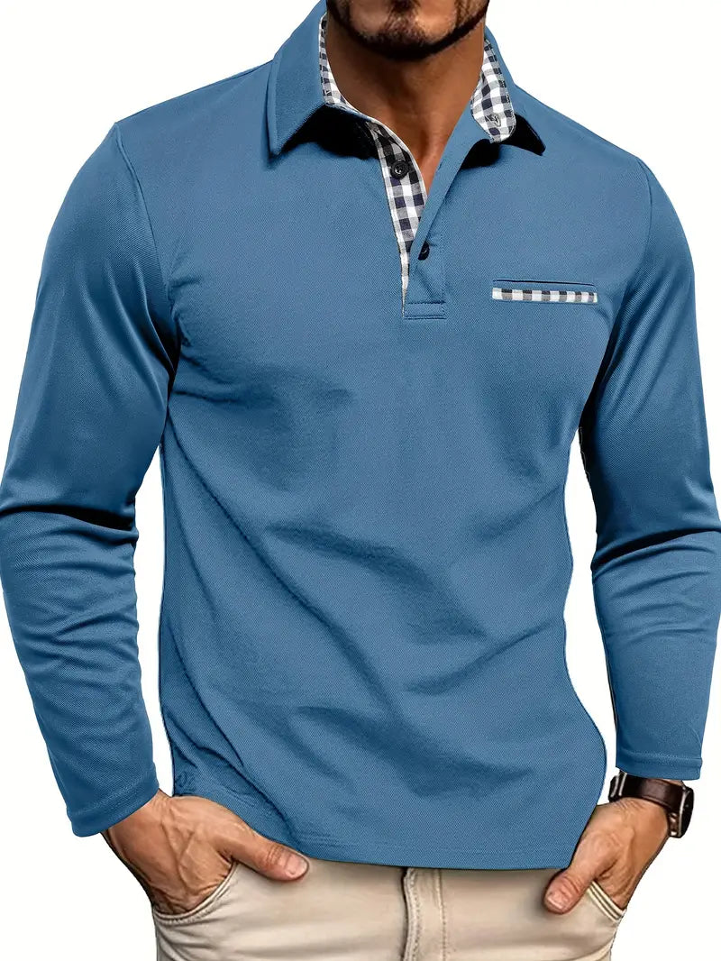 Callum | Long Sleeve Cotton Polo Shirt
