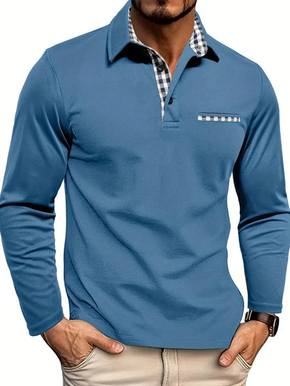 Callum | Long Sleeve Cotton Polo Shirt