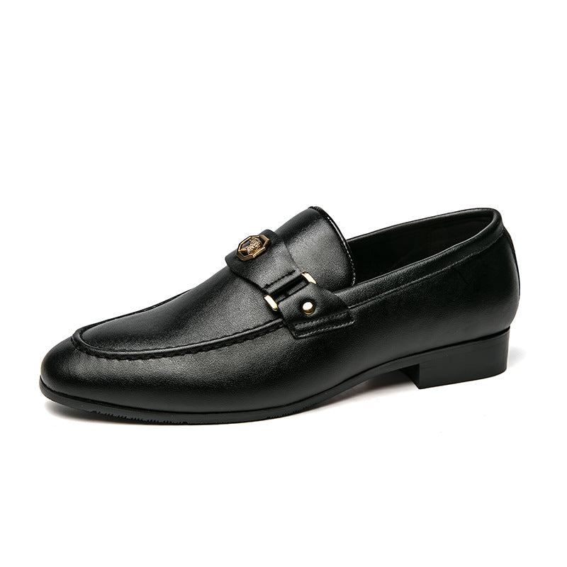 Cyrus | Leather Emblem Buckle Formal Loafers