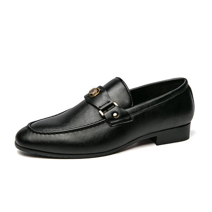 Cyrus | Leather Emblem Buckle Formal Loafers