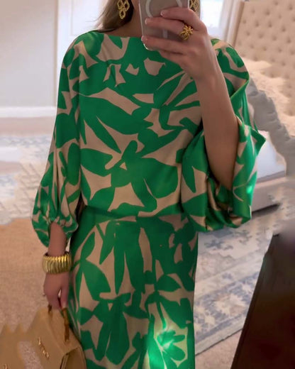 Juno | Printed Lantern Sleeve Two Piece Set