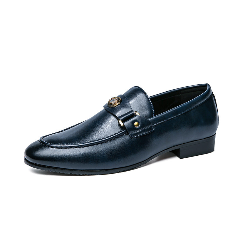 Cyrus | Leather Emblem Buckle Formal Loafers