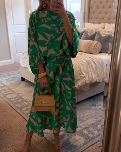 Juno | Printed Lantern Sleeve Two Piece Set