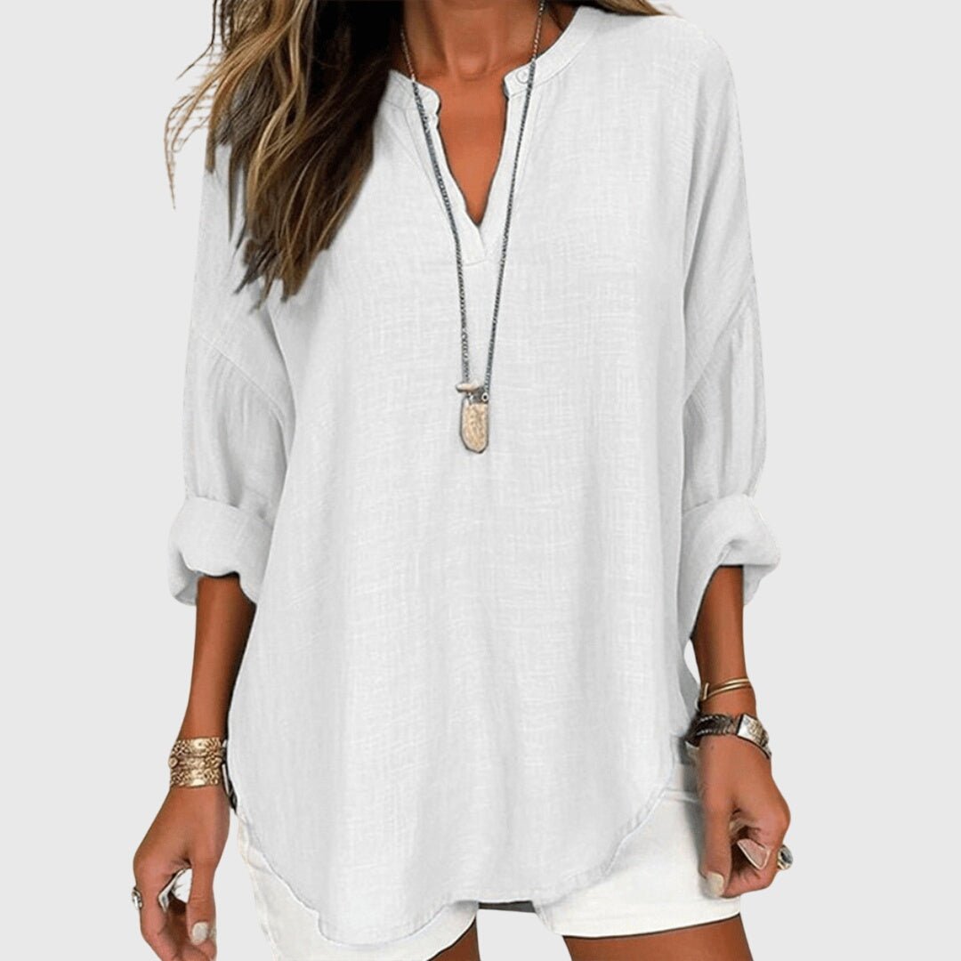 Lorelei | V-Neck Long Sleeve Linen Tunic Shirt