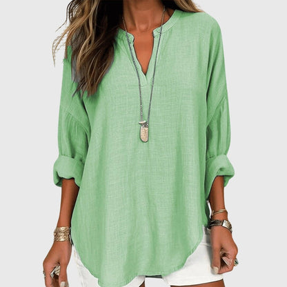 Lorelei | V-Neck Long Sleeve Linen Tunic Shirt