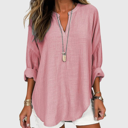 Lorelei | V-Neck Long Sleeve Linen Tunic Shirt