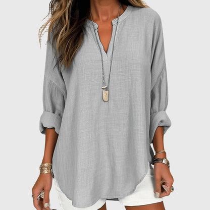 Lorelei | V-Neck Long Sleeve Linen Tunic Shirt