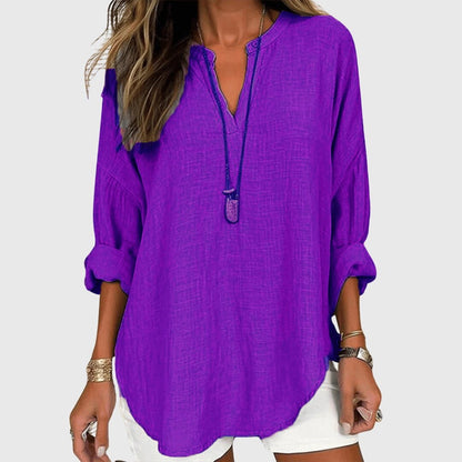 Lorelei | V-Neck Long Sleeve Linen Tunic Shirt
