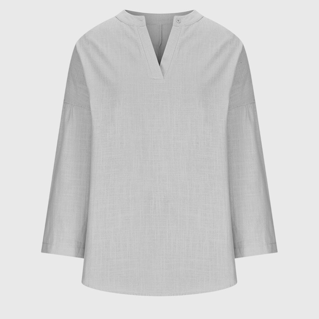 Lorelei | V-Neck Long Sleeve Linen Tunic Shirt