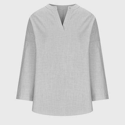 Lorelei | V-Neck Long Sleeve Linen Tunic Shirt
