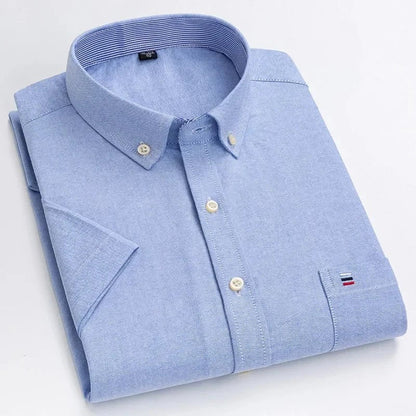 Patrick | Striped Short Sleeve Cotton Button Up Shirt