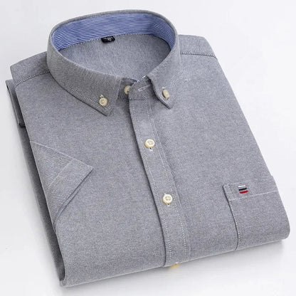 Patrick | Striped Short Sleeve Cotton Button Up Shirt