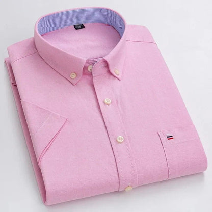 Patrick | Striped Short Sleeve Cotton Button Up Shirt