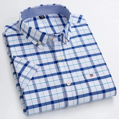 Patrick | Striped Short Sleeve Cotton Button Up Shirt
