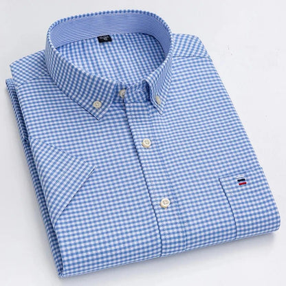 Patrick | Striped Short Sleeve Cotton Button Up Shirt