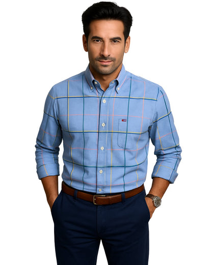Patrick | Striped Short Sleeve Cotton Button Up Shirt