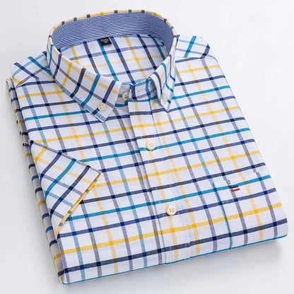 Patrick | Striped Short Sleeve Cotton Button Up Shirt