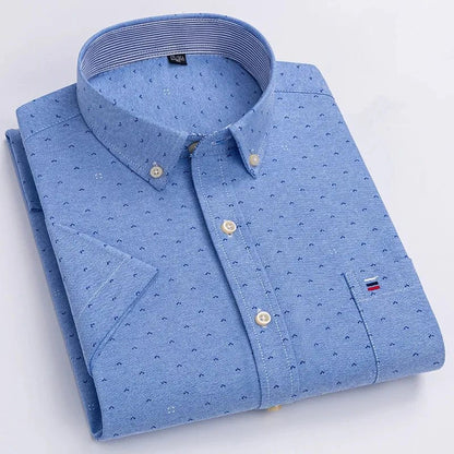Patrick | Striped Short Sleeve Cotton Button Up Shirt