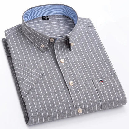 Patrick | Striped Short Sleeve Cotton Button Up Shirt