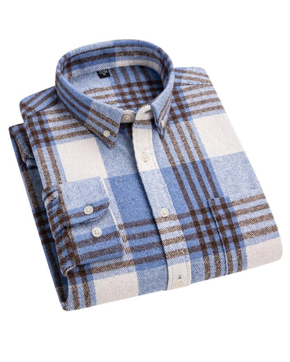 Zach | Relaxed Fit Checked Cotton Button Down Shirt