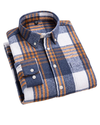 Zach | Relaxed Fit Checked Cotton Button Down Shirt