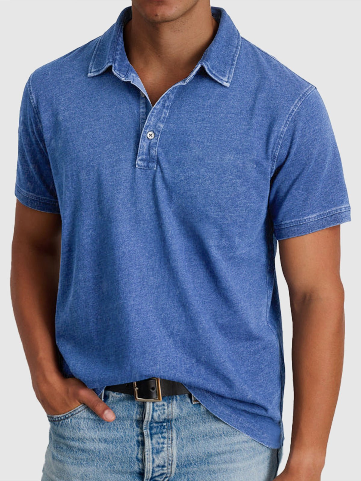 Gus | Cotton Denim Short Sleeve Polo Shirt
