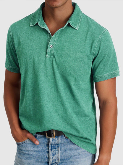 Gus | Cotton Denim Short Sleeve Polo Shirt