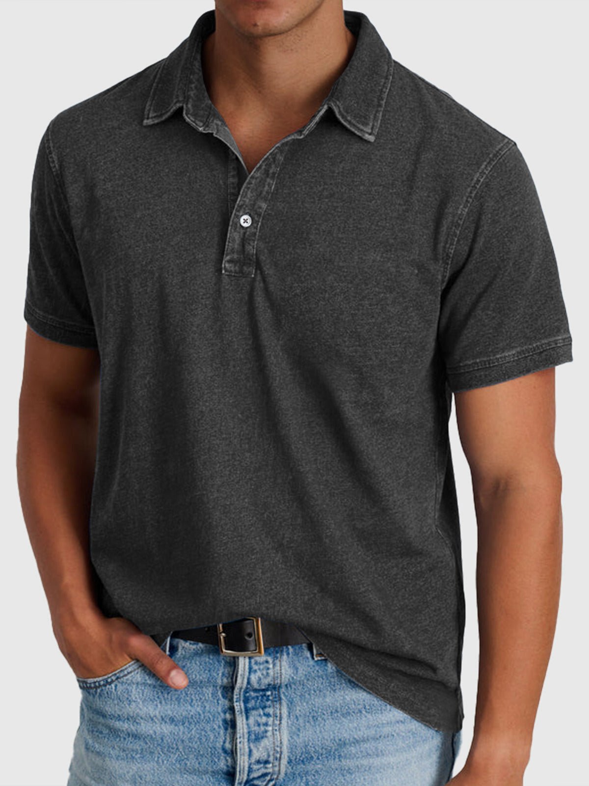 Gus | Cotton Denim Short Sleeve Polo Shirt
