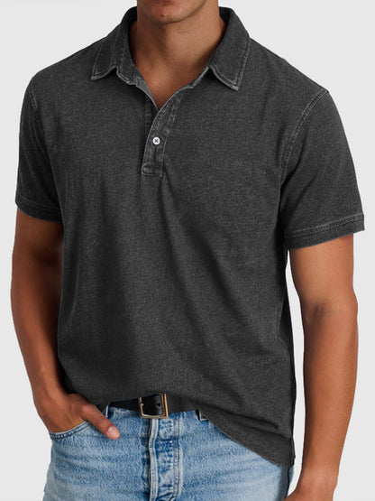Gus | Cotton Denim Short Sleeve Polo Shirt