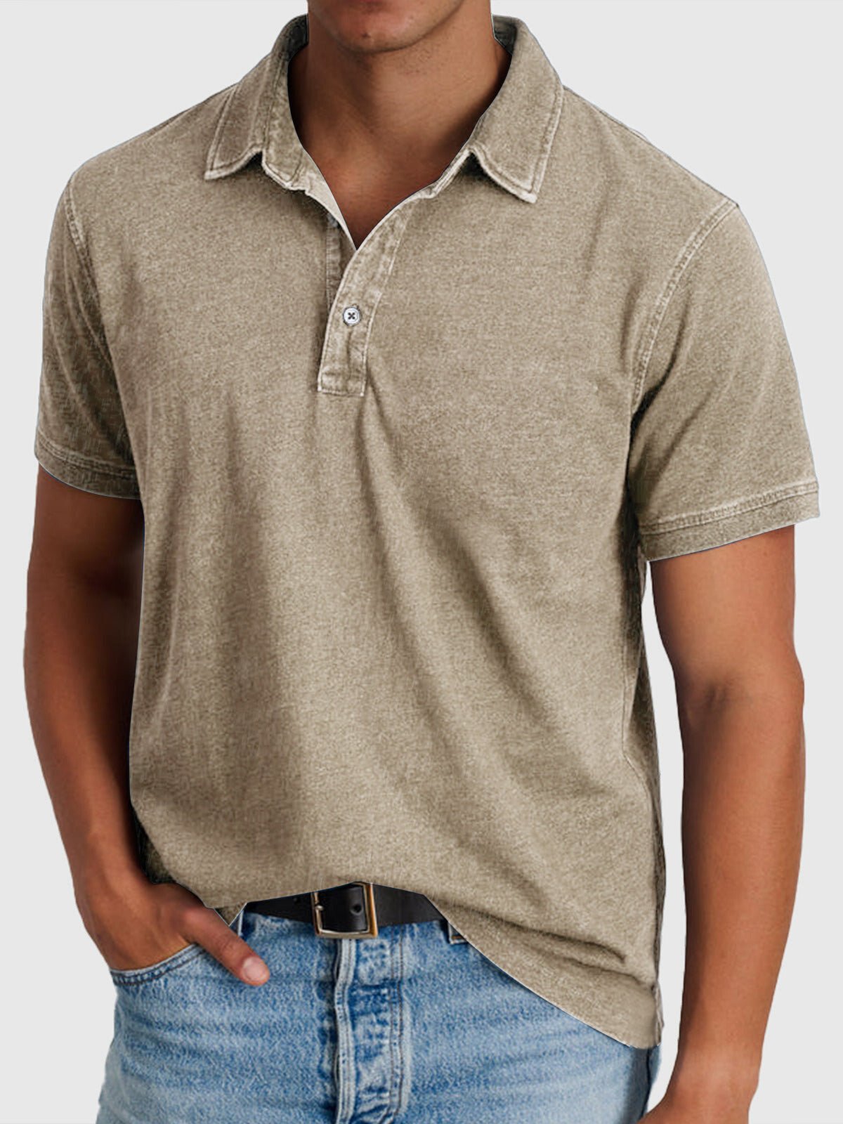 Gus | Cotton Denim Short Sleeve Polo Shirt