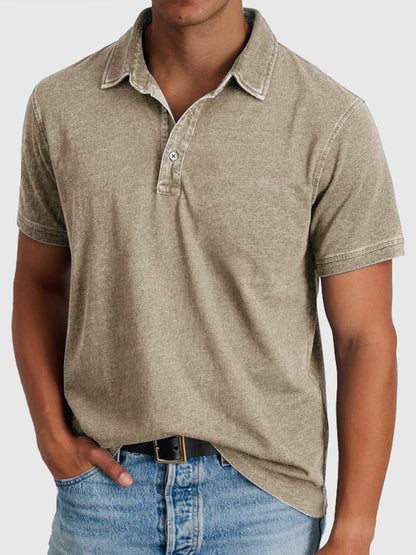 Gus | Cotton Denim Short Sleeve Polo Shirt