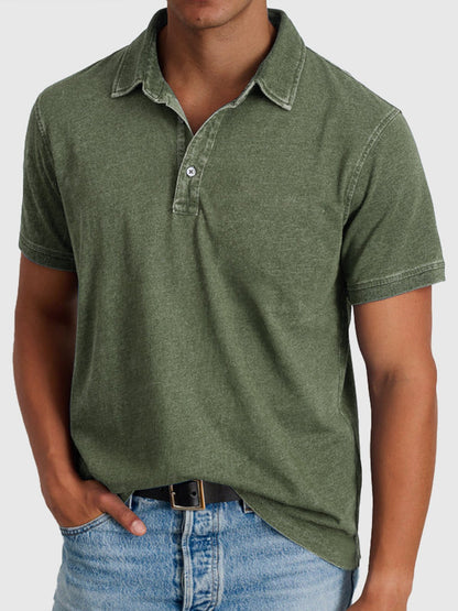 Gus | Cotton Denim Short Sleeve Polo Shirt