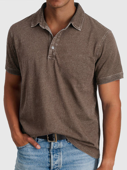 Gus | Cotton Denim Short Sleeve Polo Shirt