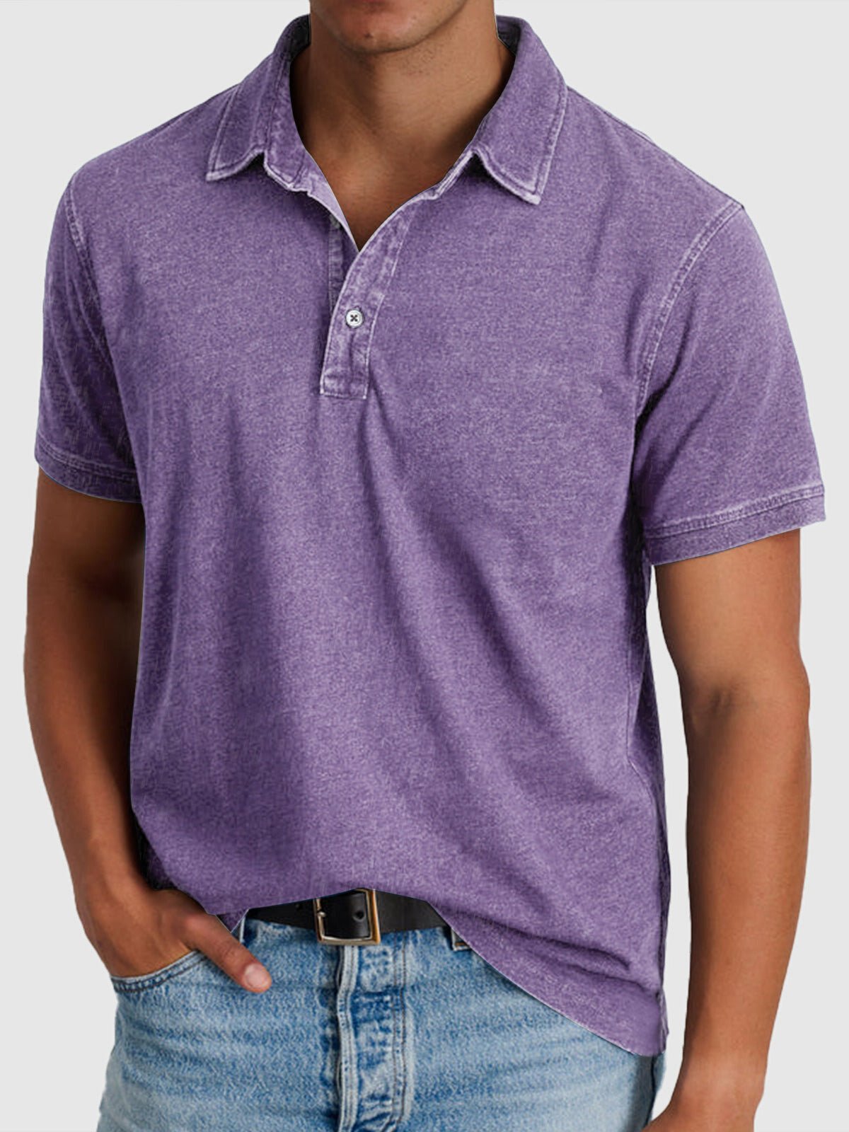 Gus | Cotton Denim Short Sleeve Polo Shirt