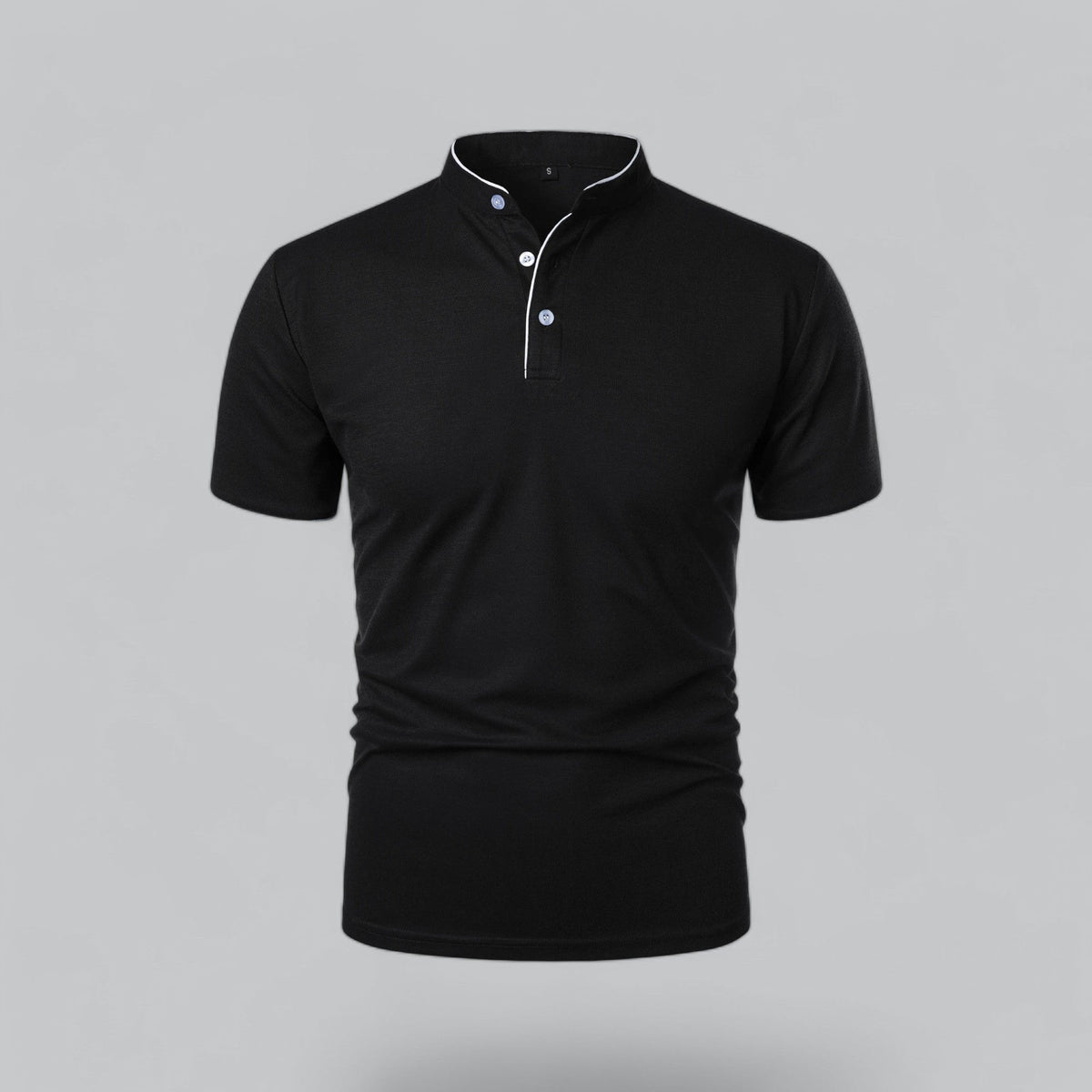 Lachlan | Cotton Mandarin Collar Three Button Polo Shirt