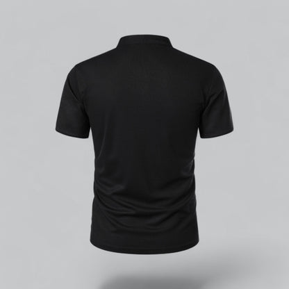 Lachlan | Cotton Mandarin Collar Three Button Polo Shirt