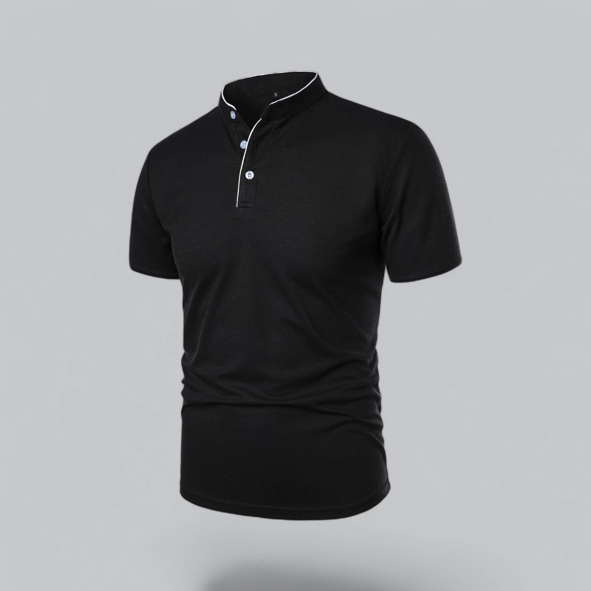 Lachlan | Cotton Mandarin Collar Three Button Polo Shirt
