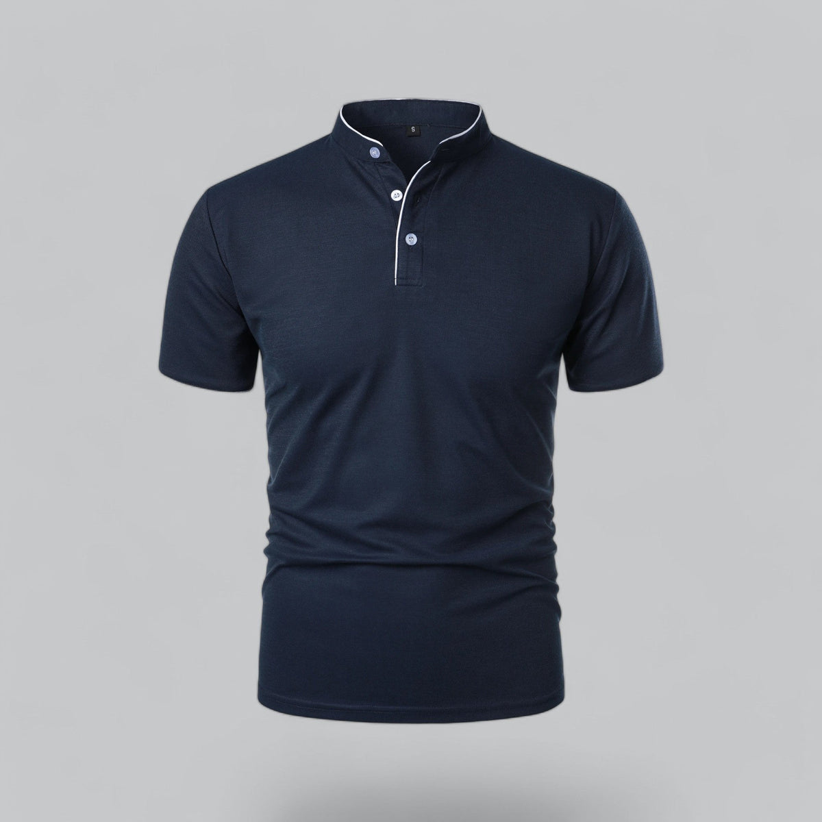 Lachlan | Cotton Mandarin Collar Three Button Polo Shirt